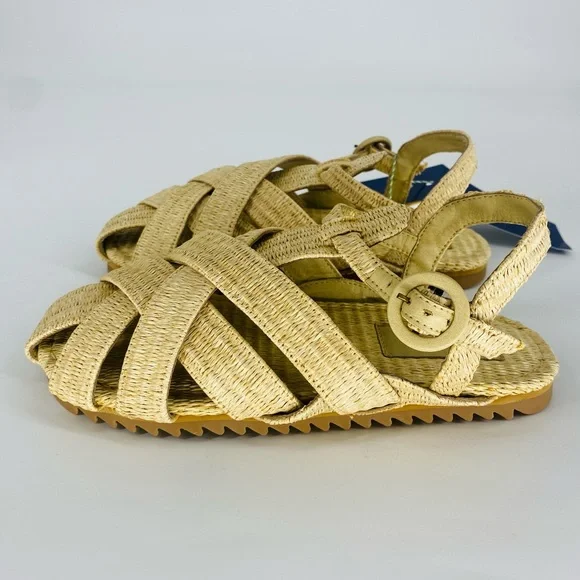 NEW FARM Rio Raffia Zigzag Slingback Natural Vegan Sandal 7M - Picture 4 of 9